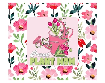 Plant Mom Tumbler, Floral Watering Can Cup, 20oz Skinny Tumbler