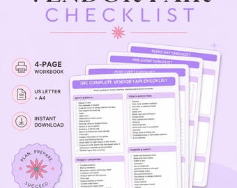 Vendor Fair Checklist Booklet for First Time Craft Fair Sellers