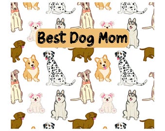 Dog Mom Tumbler Wrap, Colorful Breeds, 20oz Skinny Tumbler PNG (Digital Download)