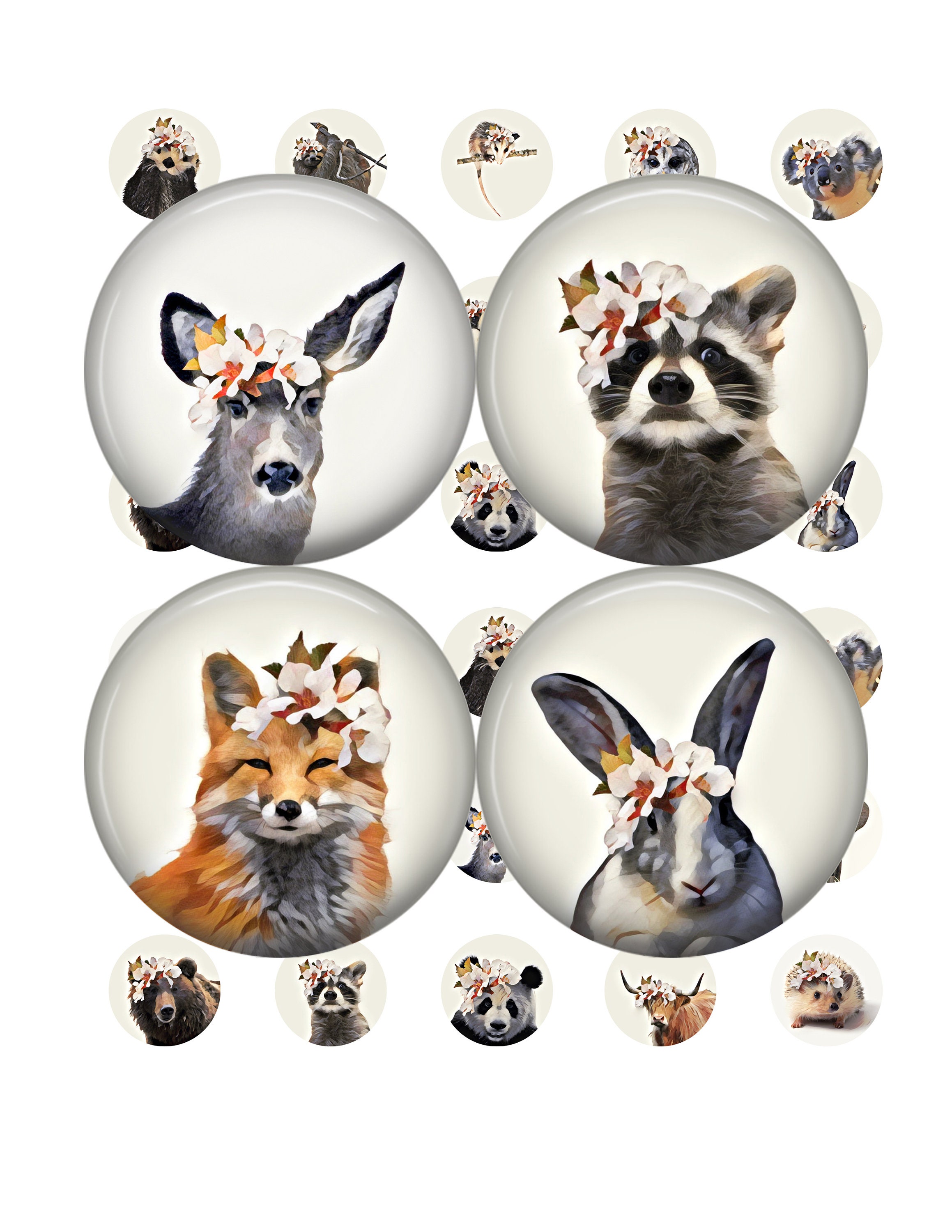 1 Inch Animal Circles Printable – Digital Forest Friends for DIY ...