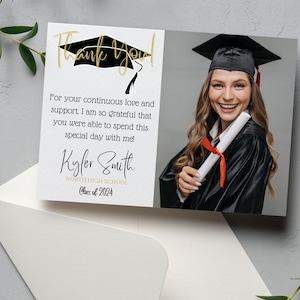 Graduierung Danke, 6x4 Foto Grad Danke Vorlage, selbstbearbeitbare 2024 Grad Vorlage, Druck oder digitale Feier