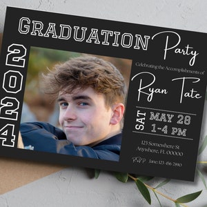 Graduation Invitation, 2024 Chalkboard Graduation Party Invitation Template, Editable Grad Announcement, Print or Digital Celebration Invite