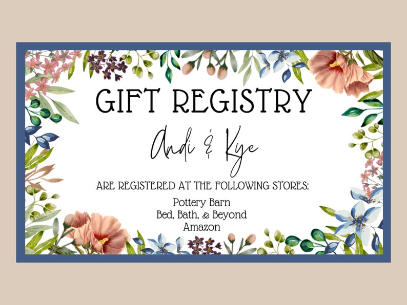 Bridal Shower Invitation, Registry Card Template, Bridal Brunch