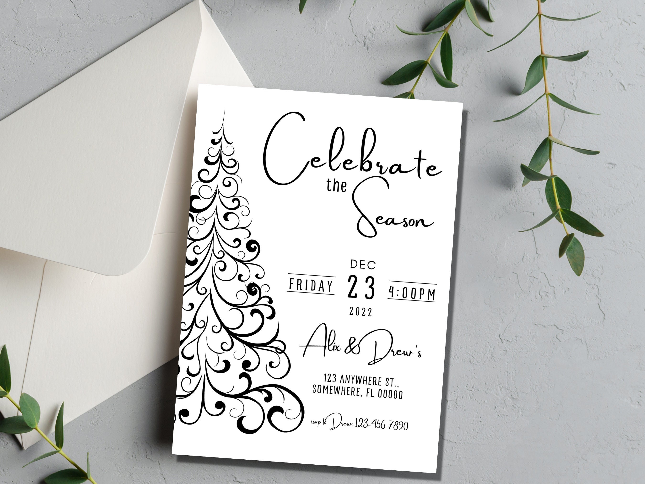Holiday Party Invitation, Modern Christmas Evite Template, Celebrate ...