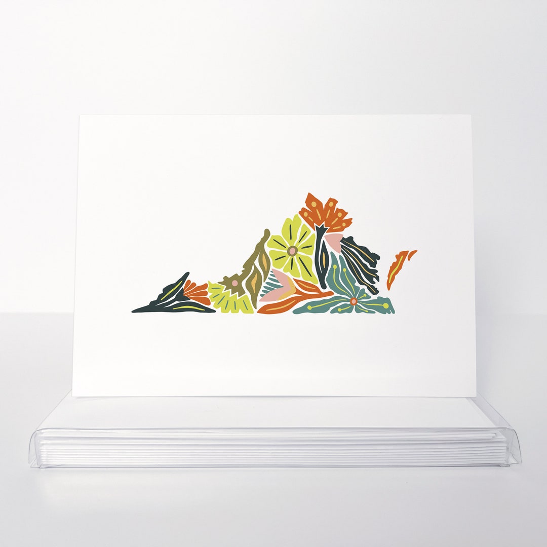 Virginia Floral Design Set of Blank Note Cards | 5x7 - Etsy