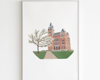 Seney Hall Watercolor Print - Atlanta, GA | Emory Grad Gift
