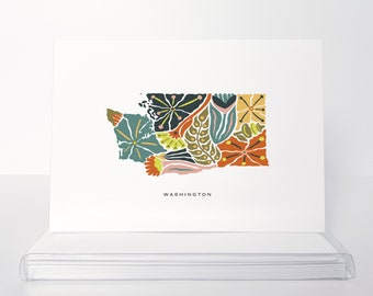 Washington Floral Design Set of Blank Folded Note Cards | 5x7