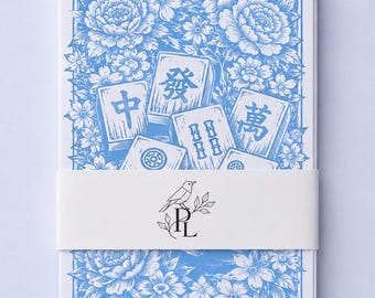 Mahjong Note Cards | Floral Tile 5x7 Card Set | Gift for Mahjong Lover