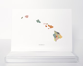 Hawaii Floral Design Set of Blank Note Cards | 5x7