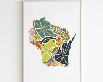 Wisconsin Flower Art Print | WI Print | WI Wall Art