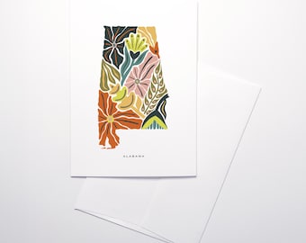 Alabama Floral Design Set of Blank Folded Note Cards | 5x7