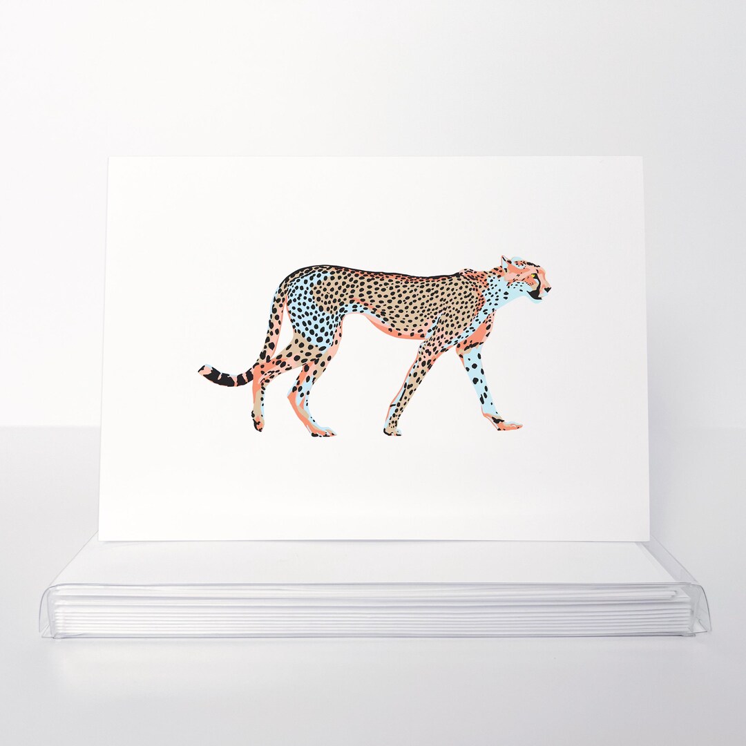 Colorful Cheetah Set of Blank Folded Note Cards | 5x7 - Etsy