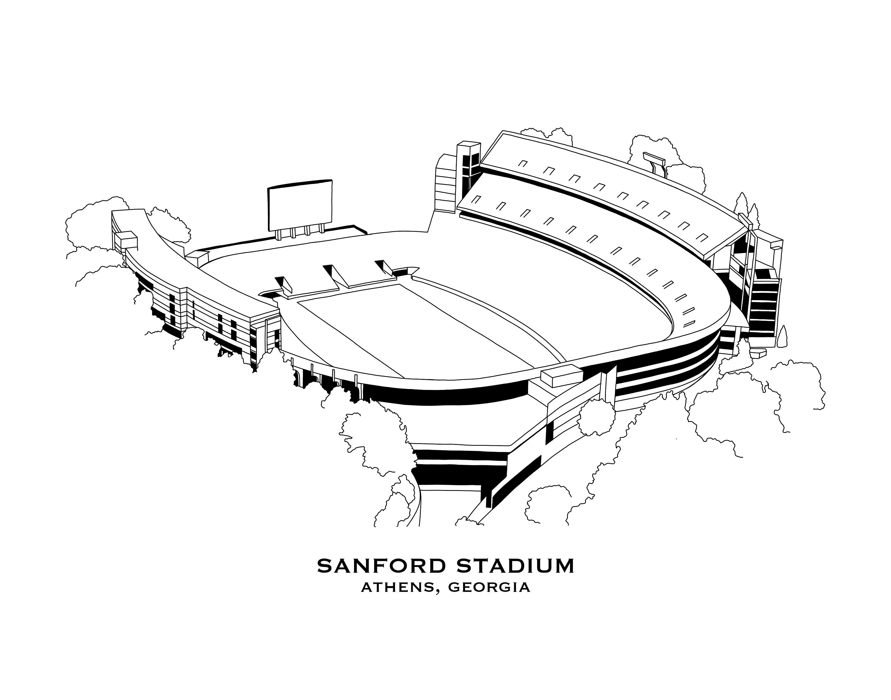Sanford Stadium Print UGA Bulldogs Art Print Etsy Sanford Stadium Print UGA Bulldogs Art Print Etsy