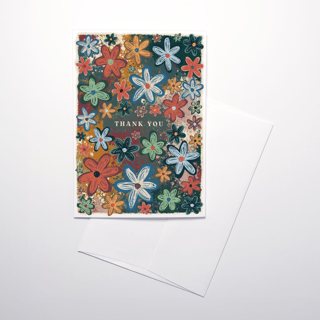 Floral Thank You Cards | 5x7 Blank Notecard Set - Etsy