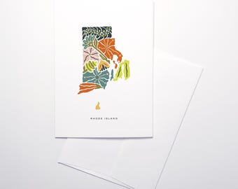 Rhode Island Floral Design Set of Blank Folded Note Cards | 5x7