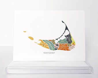 Nantucket Floral Design Set of Blank Folded Note Cards | 5x7