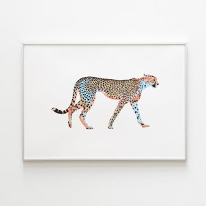 Cheetah Art Print. Colorful Cheetah Artwork. Cheetah Wall Art. Nursery Artwork