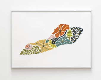 Detroit Belle Isle Flower Art Print | BI Map Print | Belle Isle Wall Art