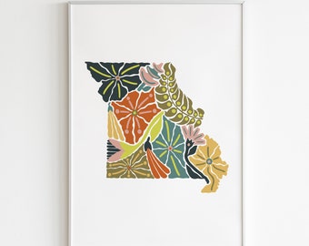 Missouri Flower Art Print | MO Print | State Wall Art, Gift, Missouri Decor