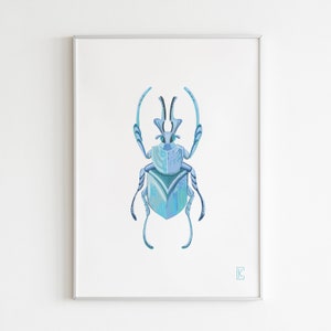 Beetle Art Print. Colorful Insect Art. Insect Wall Art