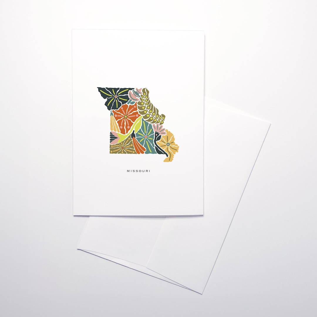 Missouri Floral Design Set of Blank Folded Note Cards | 5x7 - Etsy