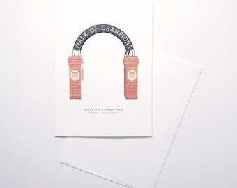 Walk of Champions | Ole Miss - Oxford, MS | Set of Blank Folded Note Cards | 5x7