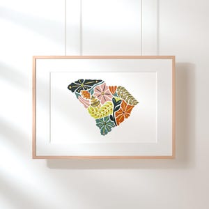 Arte floral de Carolina del Sur: imprímalo usted mismo / Arte mural de Carolina del Sur / Versión de impresión digital