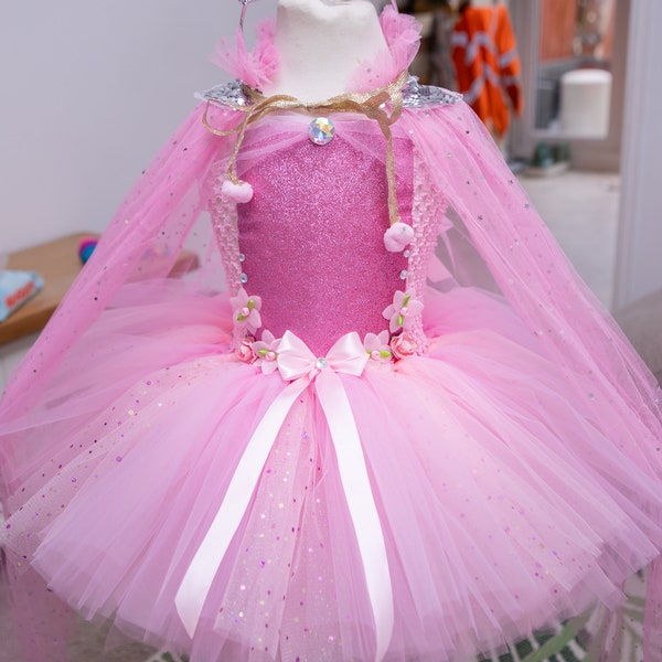 PINK PRINCESS/ Birthday/ Ocassion / Partt tutu dress with matching cape and Tiara