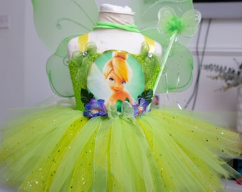 TINKERBELL / FAIRY/ party/ Birthday  tutu dress costume with fairy wings and wand