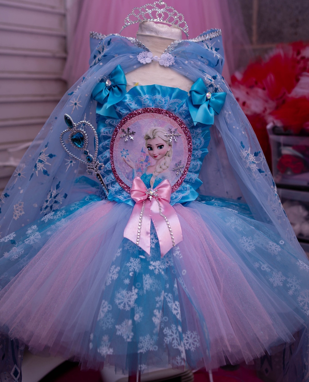 Elsa Frozen Vestido Rosa VESTIDO TUTU DE LUJO DE PRINCESA ROSA