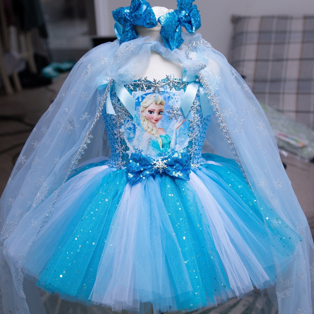 Girls ELSA/FROZEN Tutu Party/occasion Dress With Matching Cape