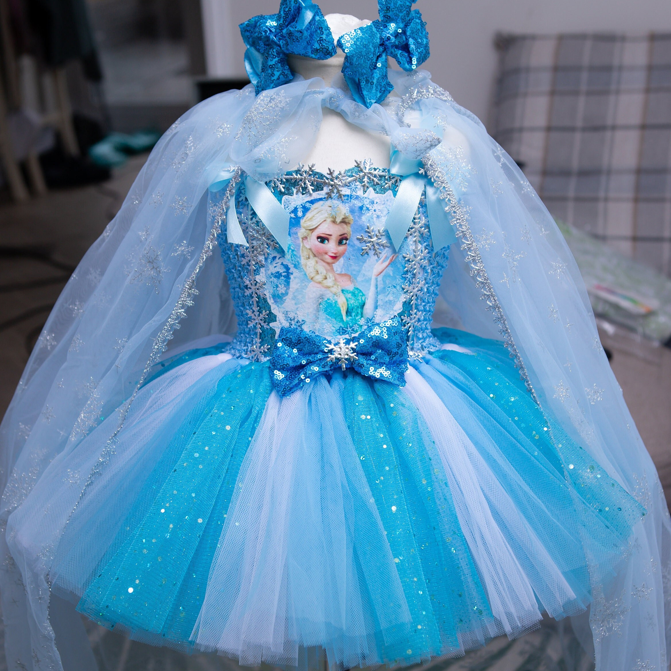 Girls ELSA/FROZEN Tutu Party/occasion Dress With Matching Cape - Etsy UK