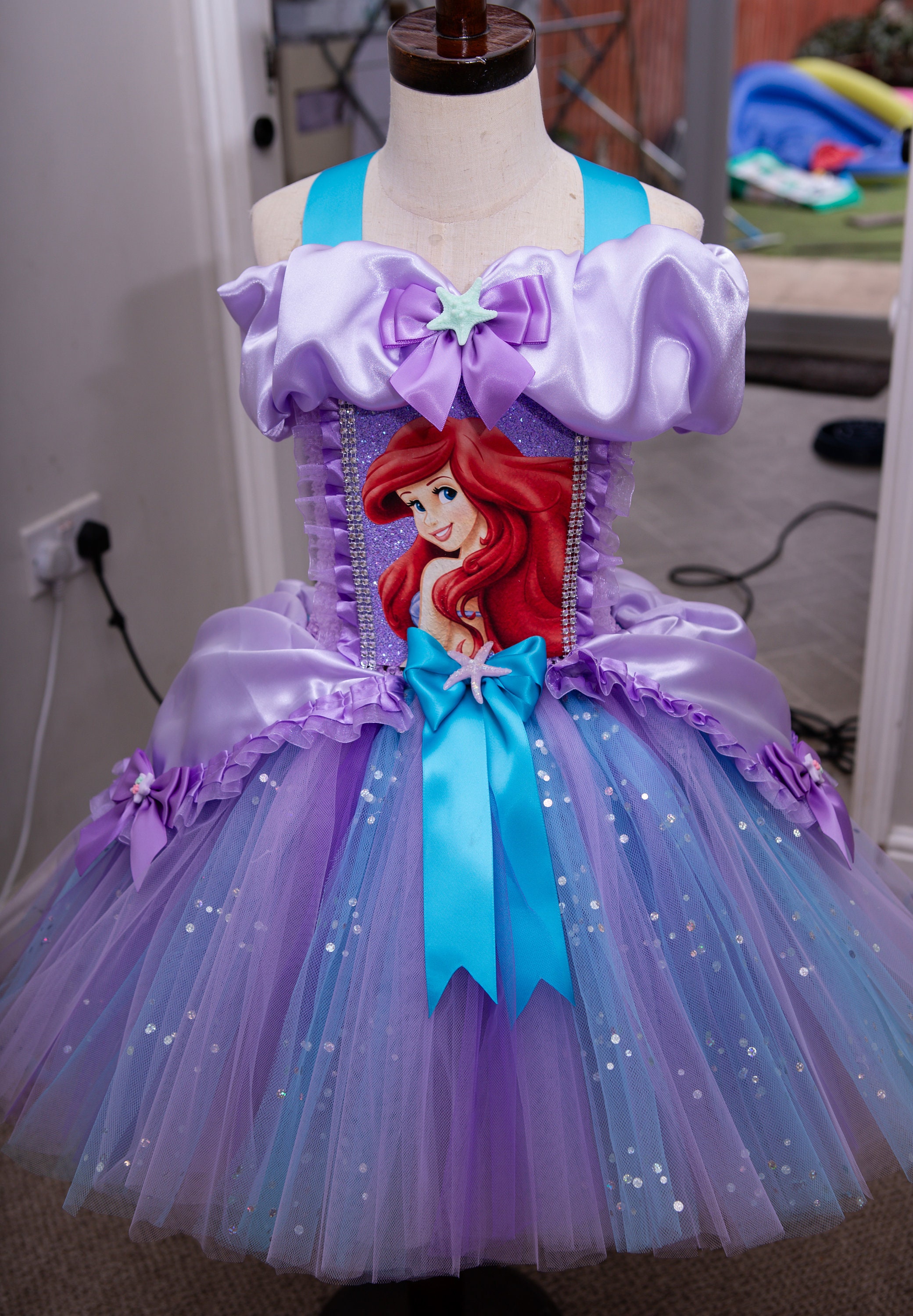 little mermaid birthday tutu dress Posh Peanut Girl's Disney's The Little Mermaid Magical Mermaid Tulle Dress in Blue, 5 Toddler-6 Toddler, Viscose from Bamboo