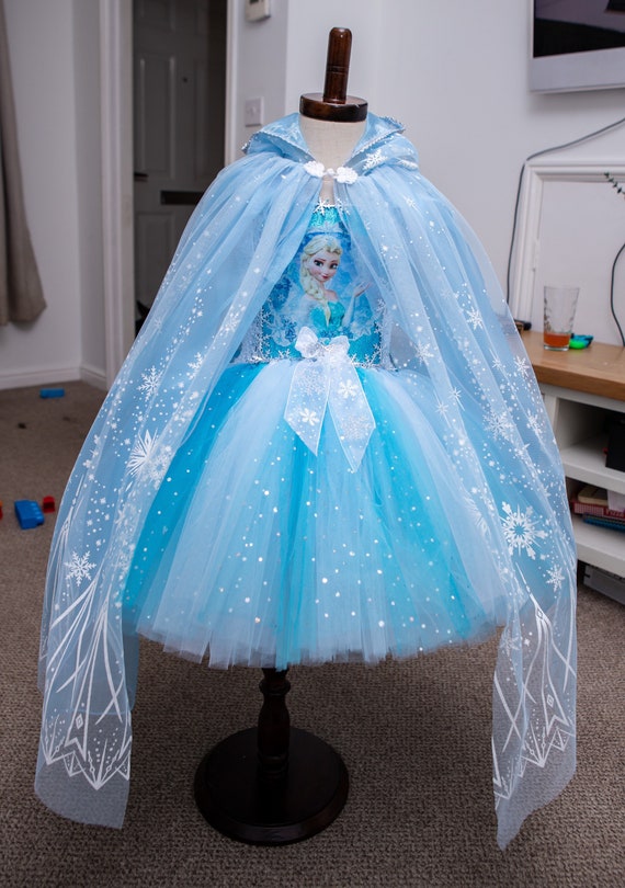 Frozen Fever Elsa Cosplay Elsa Dress With Long Cape Girls ELSA/FROZEN Tutu  Party/occasion Dress