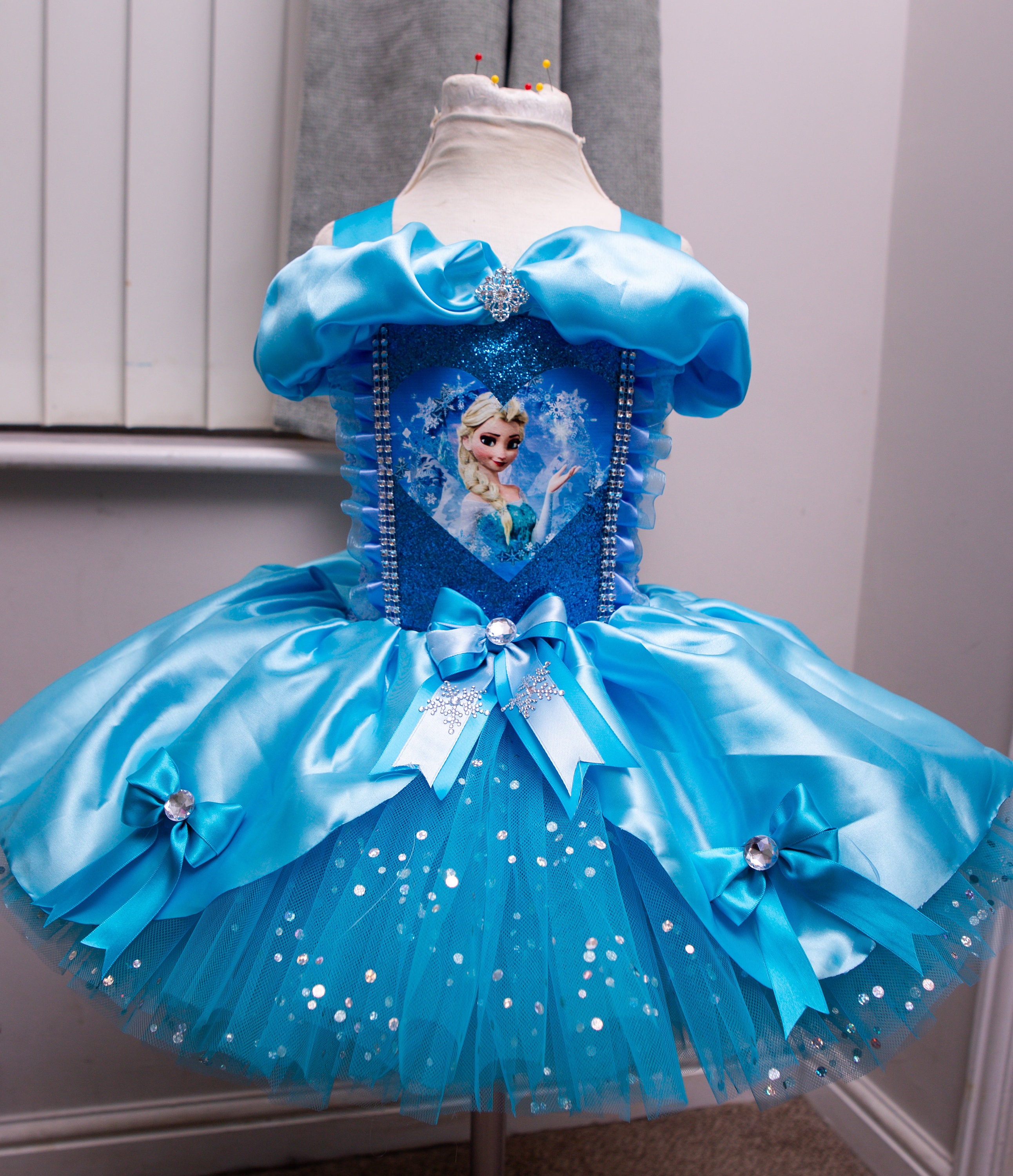 birthday dresses for woman Posh Peanut Toddler Girl's Disney Frozen Anna Tulle Dress in Blue, 2 Toddler, Viscose from Bamboo main image 0