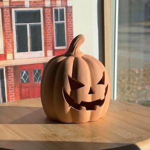 Lanterne Jack-O-Lantern en terre cuite 12,5 cm photophore citrouille | Décoration d'intérieur effrayante d'automne | Photophore Halloween Automne | Ornement d'automne