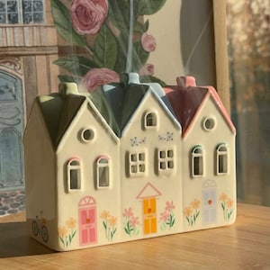 Pastel Cottagecore Village House Incense Cone and Tealight Holder | Mom Gifts | Incense Holder | Cottagecore Aesthetic | Mother's Day Gifts