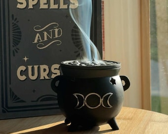 Bubbling Brew Halloween Autumn Spooky Incense Cone Holder | Witch Aesthetic Fall Home Decor | Cauldron Incense Cone Burner | Cone Holder