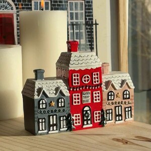 Christmas Village Houses Incense Cone Holder | Winter Holiday Aesthetic Home Decor | Holiday Christmas Festive House Incense Burner Gifts