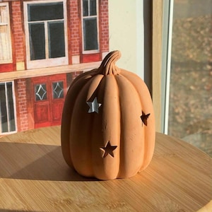 Photophore citrouille étoiles en terre cuite | Décoration d'intérieur confortable d'automne | Amateur de citrouilles Saison d'automne Accueil | Décoration d'Halloween effrayante et mignonne