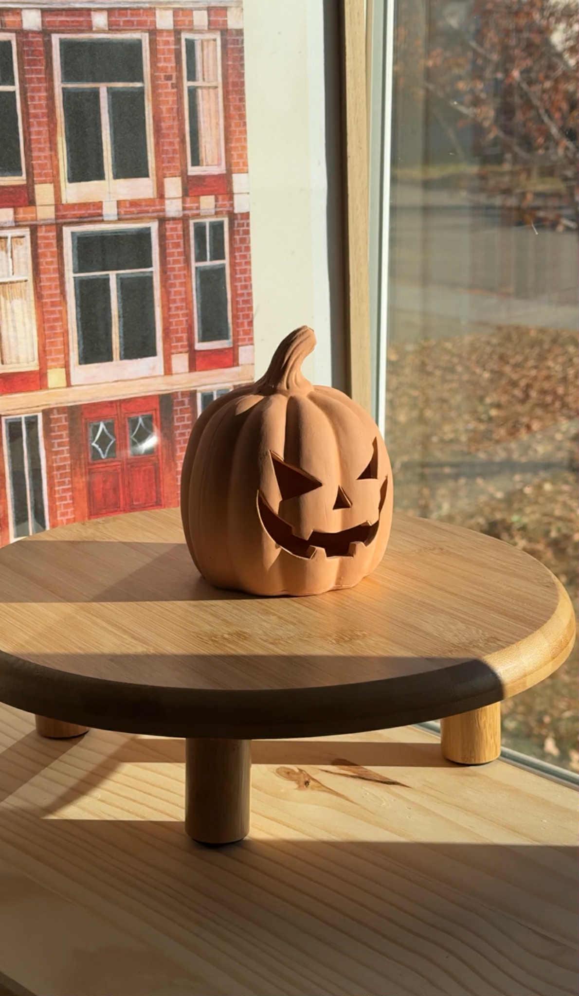 Terracotta Jack-o-lantern 12.5cm Pumpkin Tealight Holder | Fall