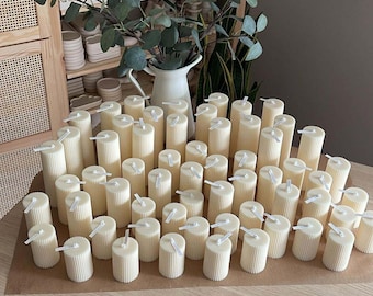 Bulk Minimalist Pillar Set Candle | Set of 3 Candles | Wedding Decor | Ribbed Pillar Candle | Event Decor | Trio Candles | Wedding Favor