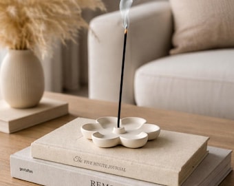 Handmade Flower Incense Holder | Minimalist Burner Tray, Spring Floral Cottagecore Home