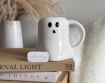 Halloween Summerween Cute Ghost Ceramic Mug | Spooky Ceramic Mug | Autumn Spooky Creepy Home Decor Gift | Fall Spooky Tableware Ghost Mug