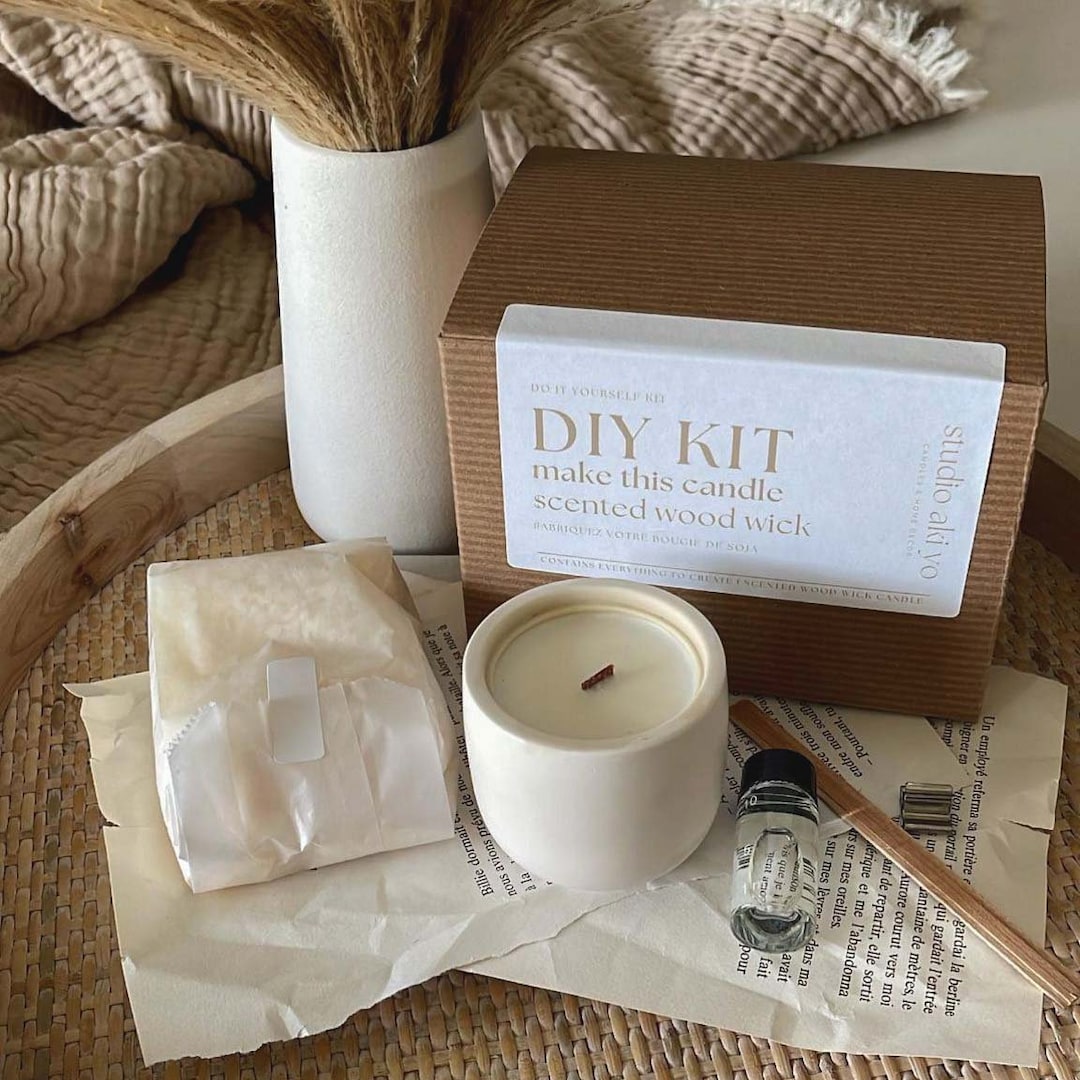 DIY Kit Scented Wood Wick Candle Making Kit Scented Candle Making Kit DIY Gift Box Adult Craft
