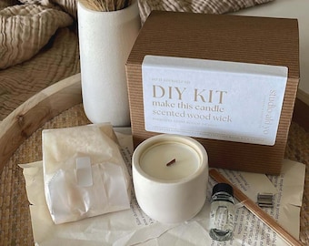 DIY Kit Scented Wood Wick Candle Making Kit | Scented Candle Making Kit | DIY Gift Box | Adult Craft Kit | Fun activity | Unique Craft Gift