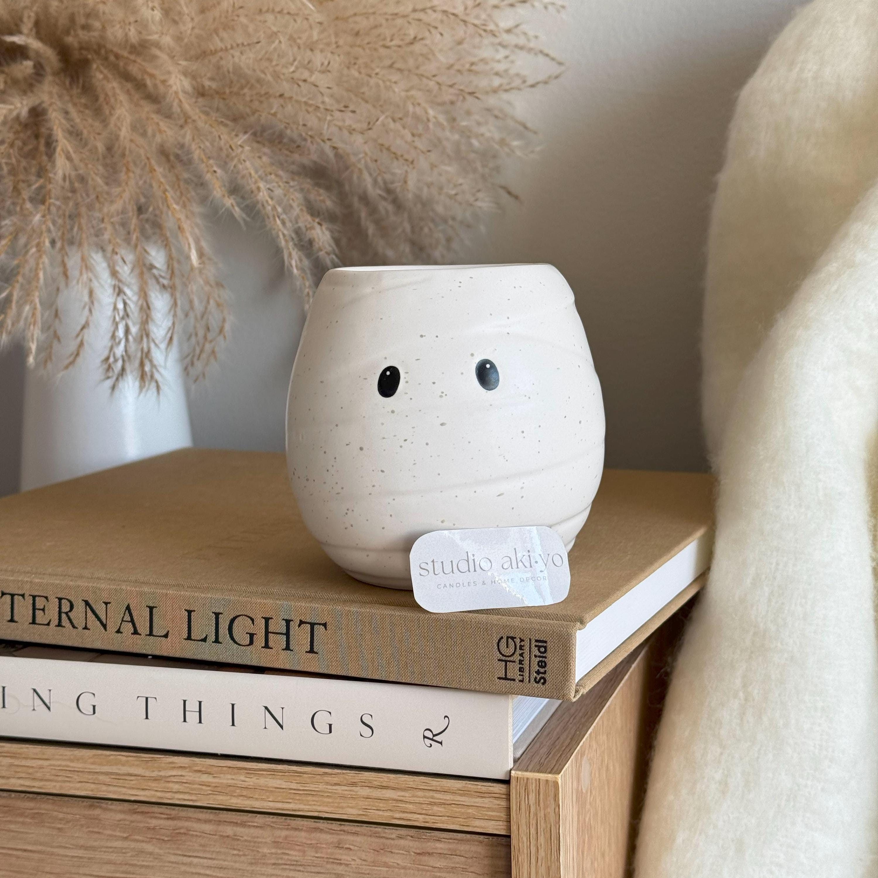 Brûleur à cire fondue en céramique pour momie d'Halloween | Brûleur à cire et à mazout | Décoration d'Halloween mignonne | Automne Accueil | Décoration d'automne esthétique | Saison effrayante
