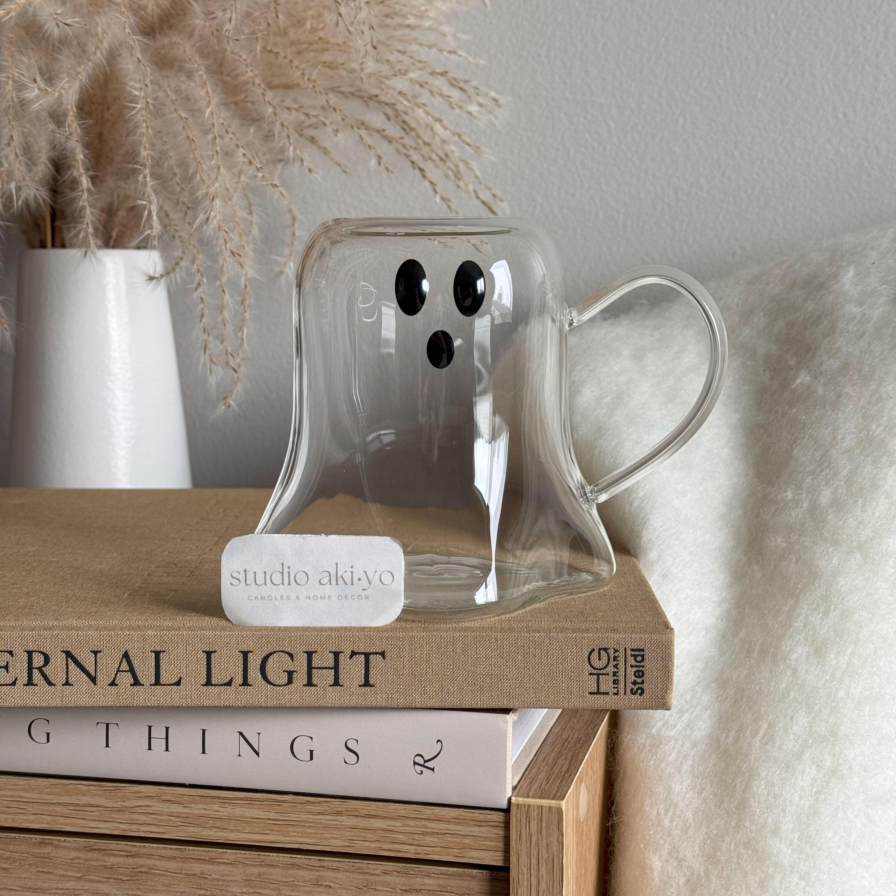 Halloween Summerween Cute Ghost Glass Mug | Spooky Halloween Mug | Autumn Spooky Creepy Home Decor Gift | Fall Spooky Tableware Ghost Mug