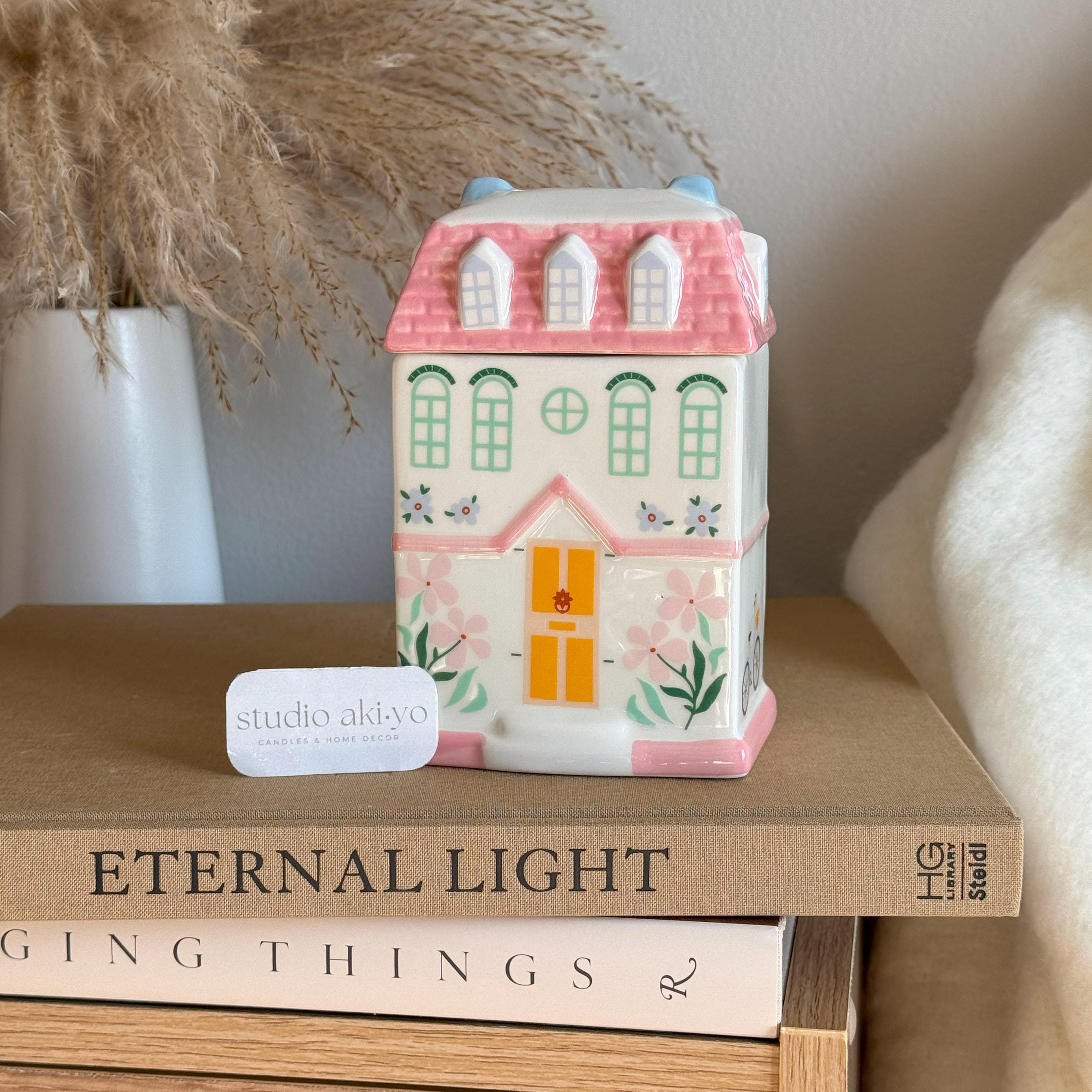 Pink Cottagecore House Ceramic Wax Melt Burner | Mom Gifts | Wax and Oil Burner | Cute Decor | Cottagecore Aesthetic | Mother's Day Gifts
