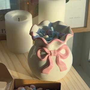 Pink Bow Ceramic Wax Melt Burner | Coquette Lovecore Pastel Home Decor | Valentine's Day Gift For Her